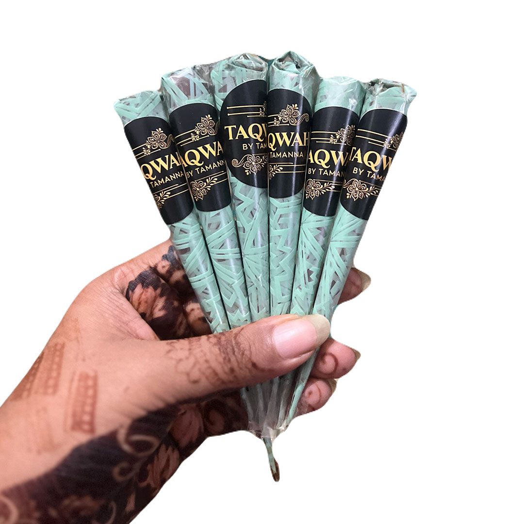 Mehendi-By-Taqwa-By-Tamanna-4 Organic Hand Made Mehendi | 100% Natural - Taqwa by Tamanna Premium Cone Mehendi 5Pcs - Image 1